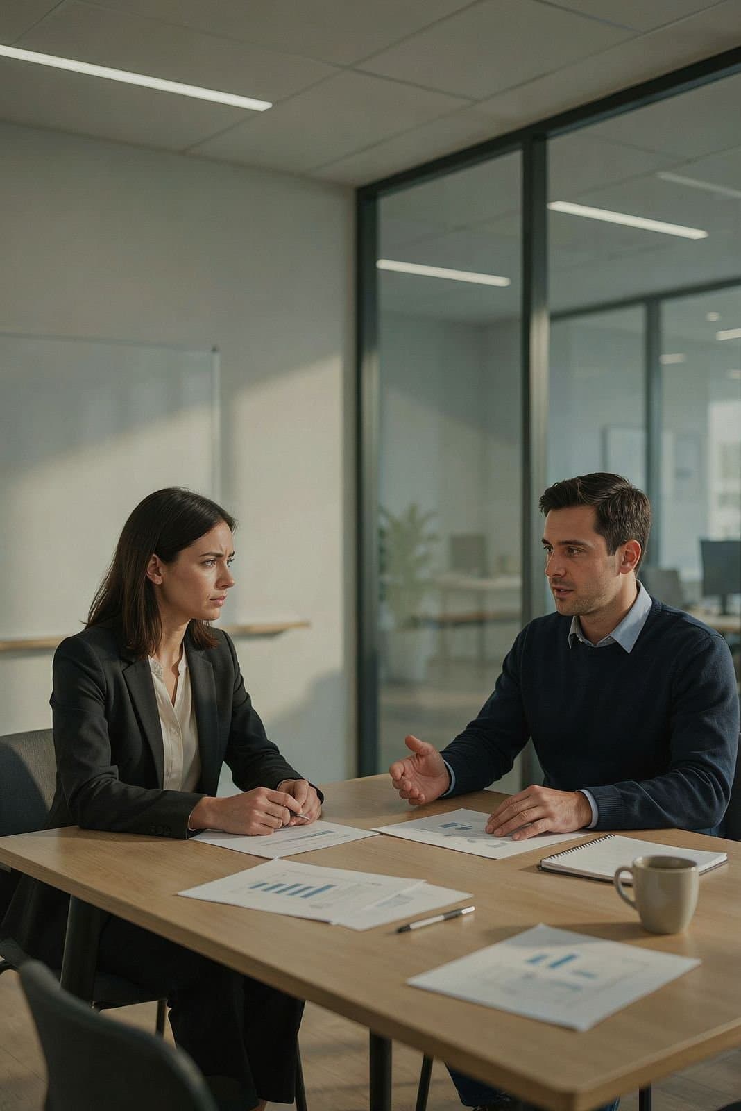 Two colleagues in a focused working session